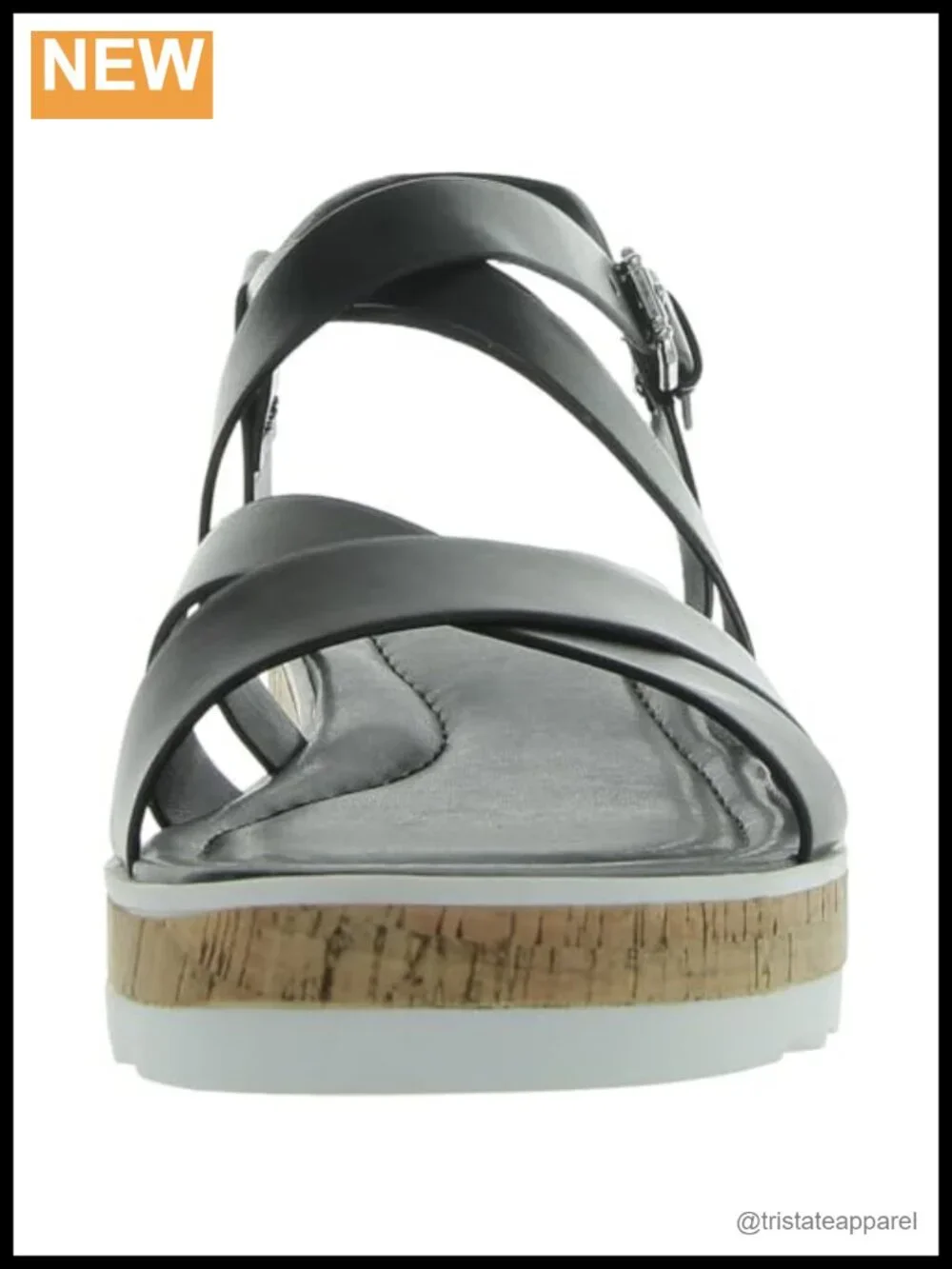 Marc Fisher Goal Wedge Sandal with Strappy Adjustable Ankle Strap Almond Toe